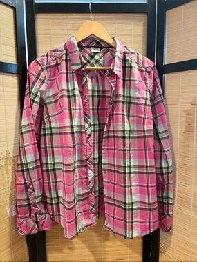 Esprit Pink Plaid Long-Sleeve Button-Down Shirt
